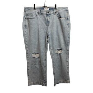 Lane Bryant Jeans Womens 18 Plus Mid Rise Straight Crop Light Wash Distressed